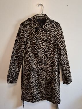 INC International Concepts Leopard-Print Trench Coat in Tan and Black